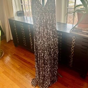 Brown and White Maxi Dress